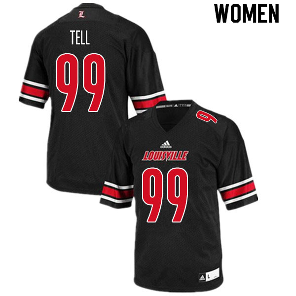 Women #99 Dezmond Tell Louisville Cardinals College Football Jerseys Sale-Black